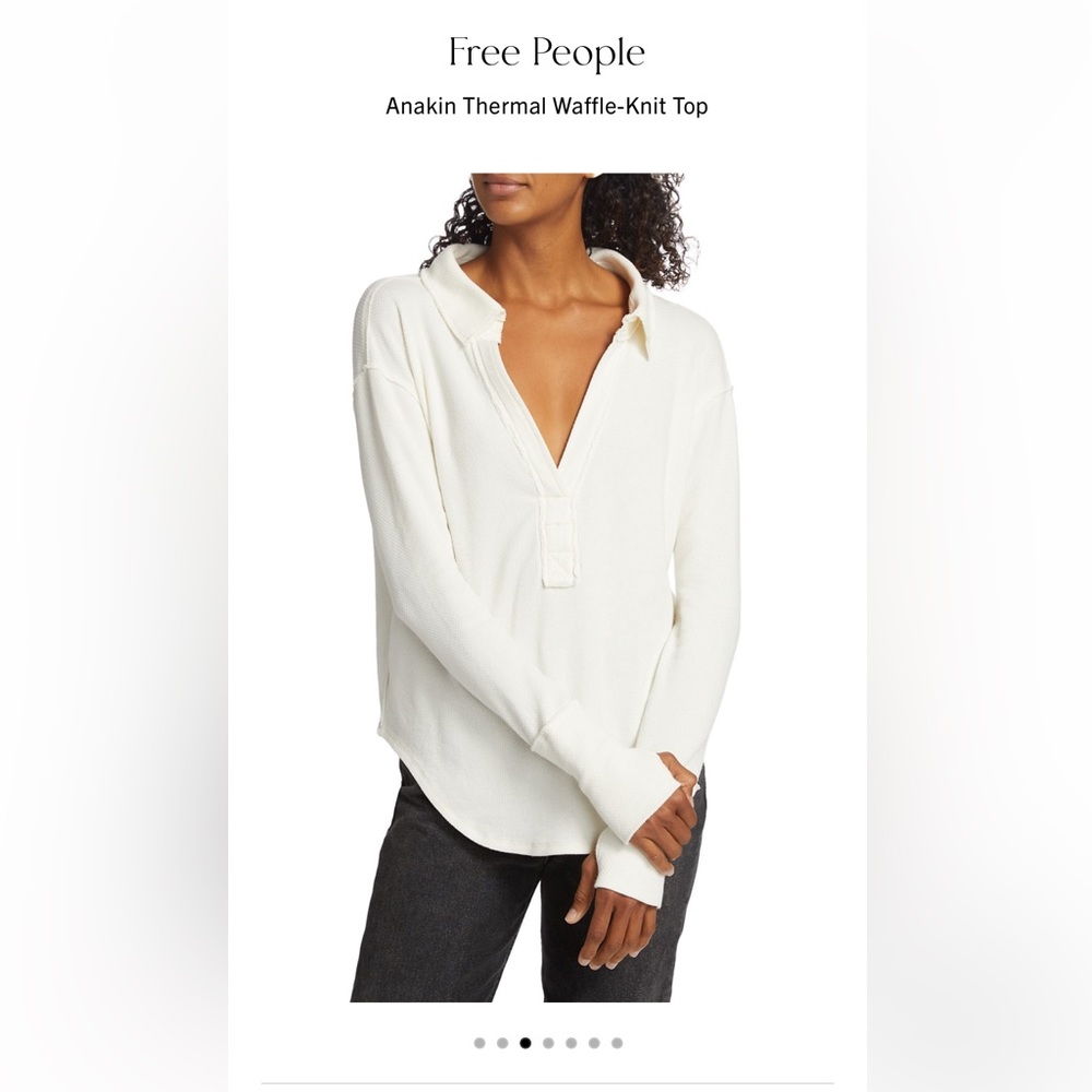 Free People Anakin Thermal Waffle-Knit Top - Extra Small White